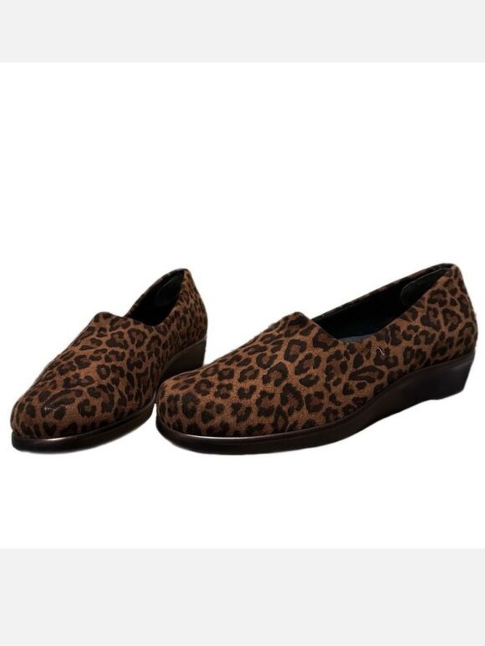 SAS Leopard Print Brown Wedge Slip-On